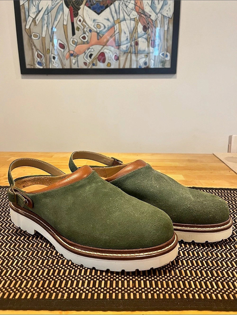 TAFT Green Clogs with Buckles